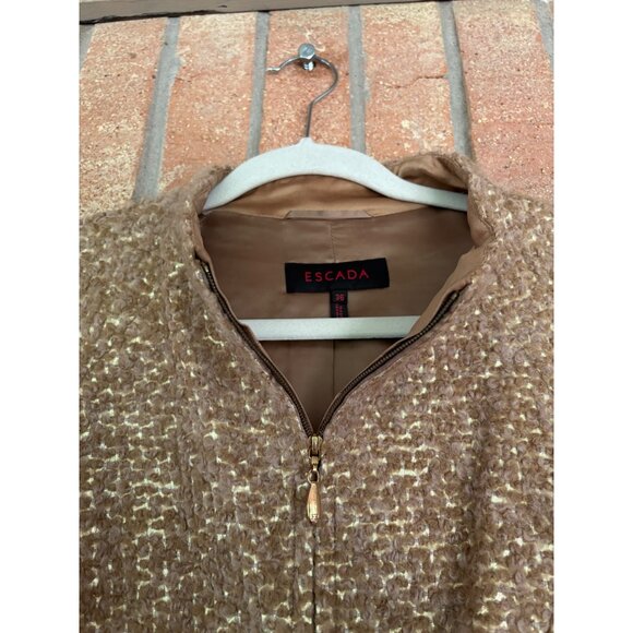 Escada Vintage Womens Tweed Jacket  Zip-Up Made In Germany Brown & Cream - Picture 4 of 16